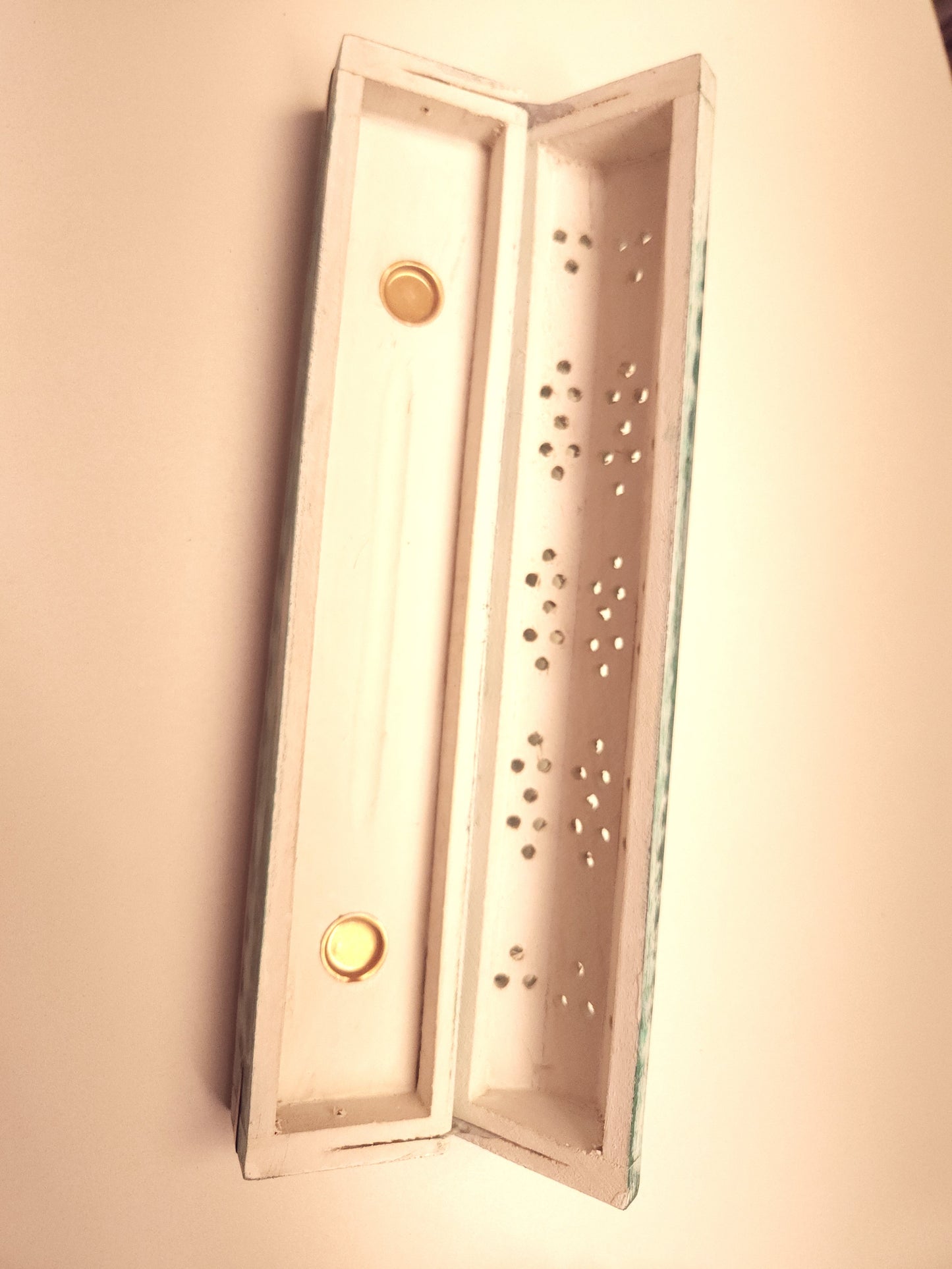 Green Whitewash Wooden Incense Burner