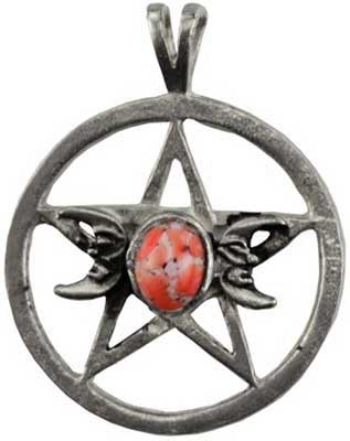 1 1/8 Triple Moon Pentagram Amulet