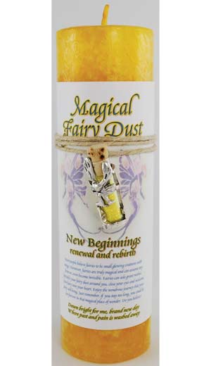 New Beginnings Pillar Candle With Fairy Dust Necklace