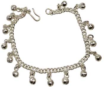 Silvertone Anklet W/ Bells