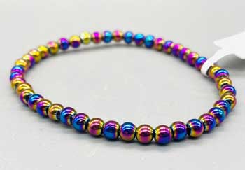 4mm Hematite, Rainbow Bracelet