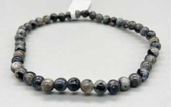 4mm Larvakite, Black Bracelet