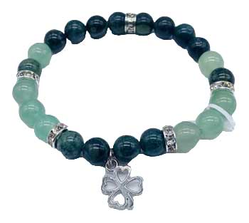 8mm Kambaba Jasper, Green Aventurine, Clover Bracelet