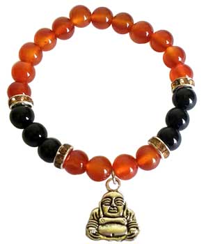 8mm Red Agate/ Black Onyx With Buddha