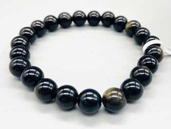 8mm Obsidian, Goldsheen Bracelet