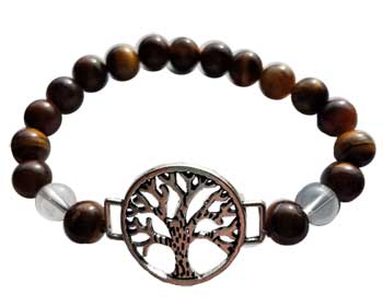 8mm Tiger Eye/ Quartz With Tree Of Life