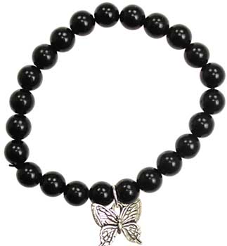 Black Obsidian Hope Butterfly Silver