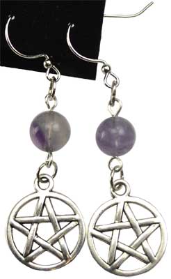 Fluorite Pentagram Earrings