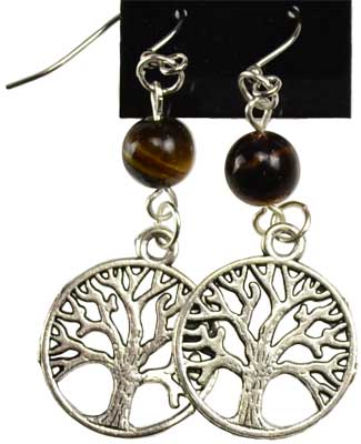 Tigers Eye Tree Of Life Earrings