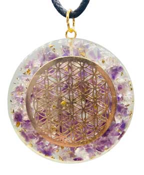 1 5/8" Orgone Fol Amethyst & Quartz