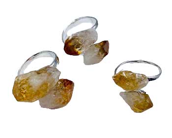 (set Of 3) Adjustable Citrine Rings