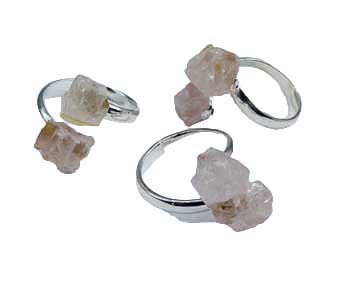 (set Of 3) Adjustable Rose Quartz Rings