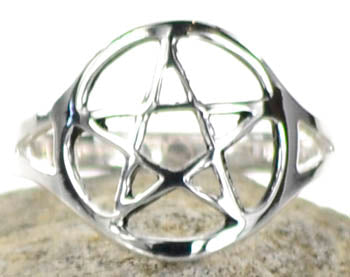 Silver Plated Brass Pentagram Ring Size 7