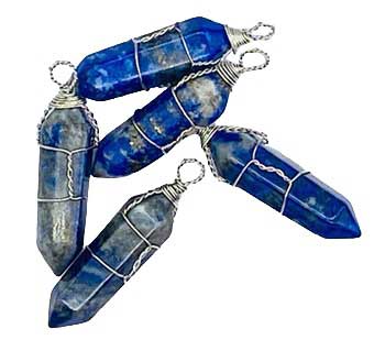 (set Of 5) Lapis Wire Wrapped Point