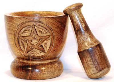 Wooden Pentagram Mortar And Pestle Set