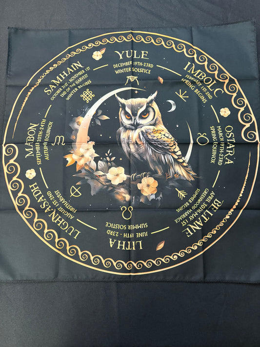 The Wheel of the Year Owl Altar Cloth