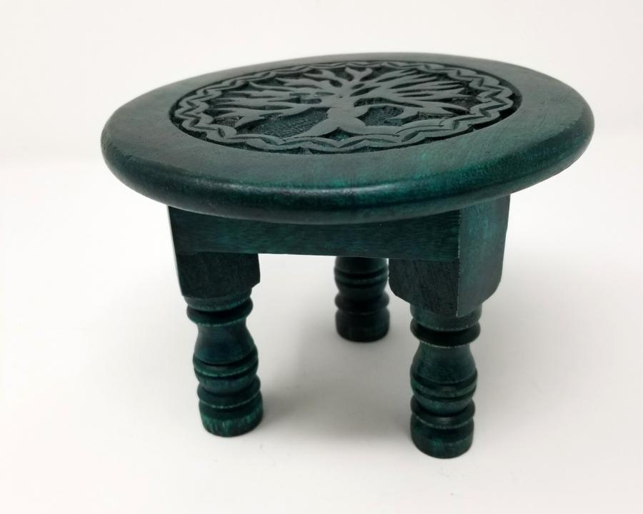 Tree of Life Small Wood Altar Table – 6" Round