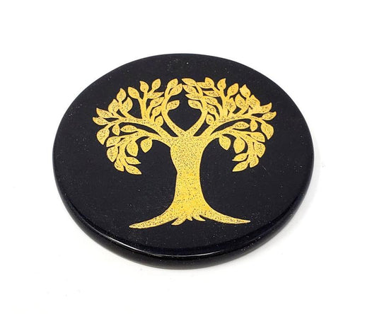 Black Agate Altar Tile - Tree of Life 3"