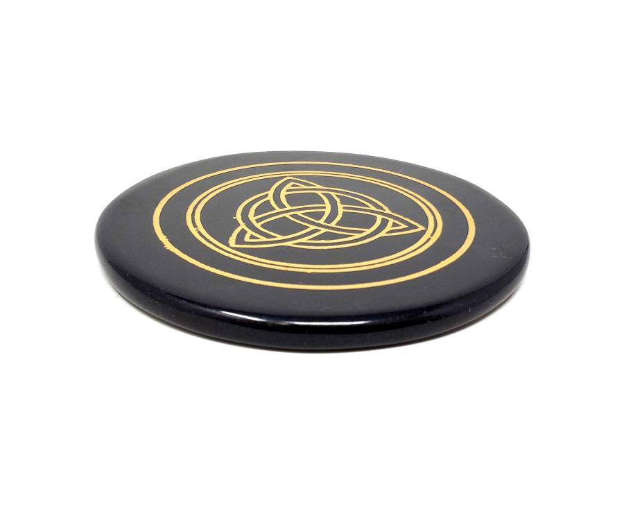 Black Agate Altar Tile - Triquetra 3"